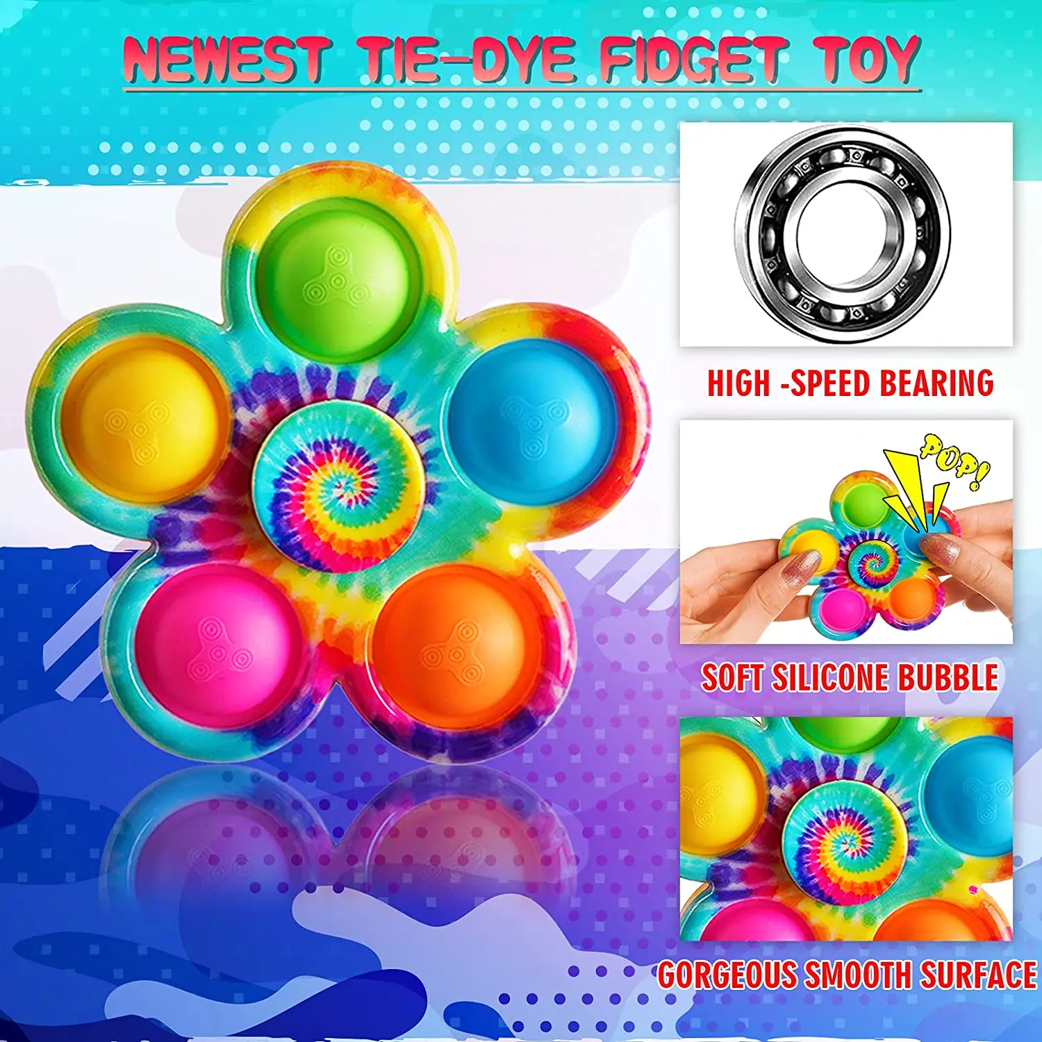Rainbow Bubble Pop Fidget Spinner Toys Children's Sensory Autisim Antistress Stress Relief Squishy Toy Kids | Игрушки и хобби