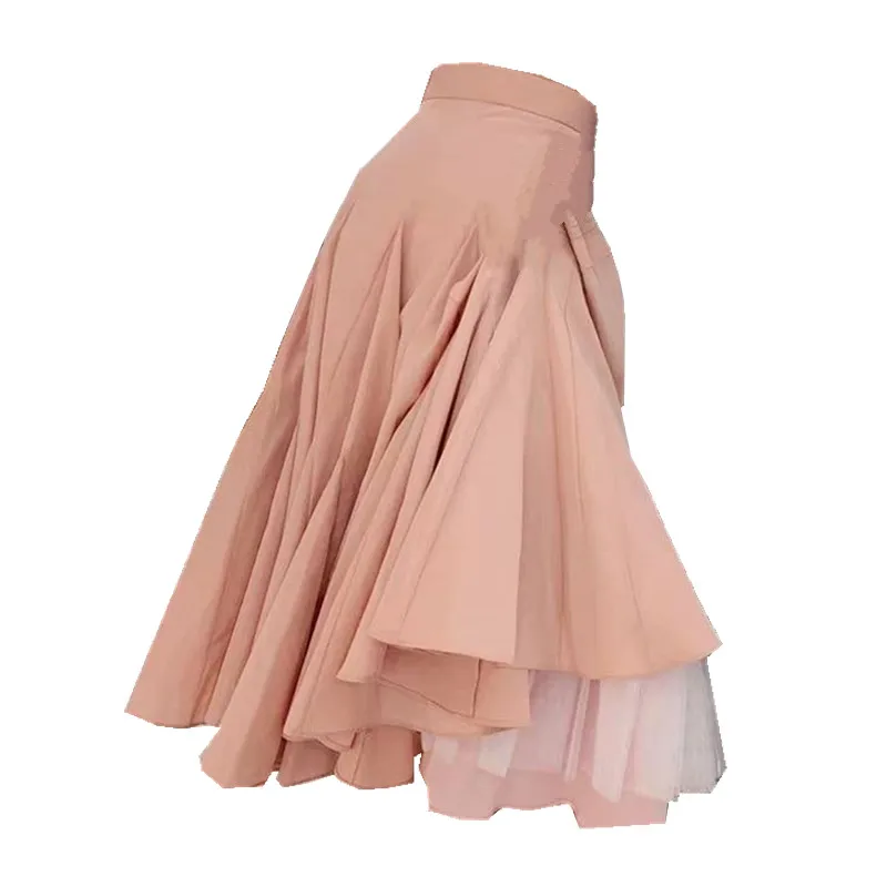 Show New Bella Walking s Star Pleated Glossy Satin Skirt with Naked High waist Half length Summer