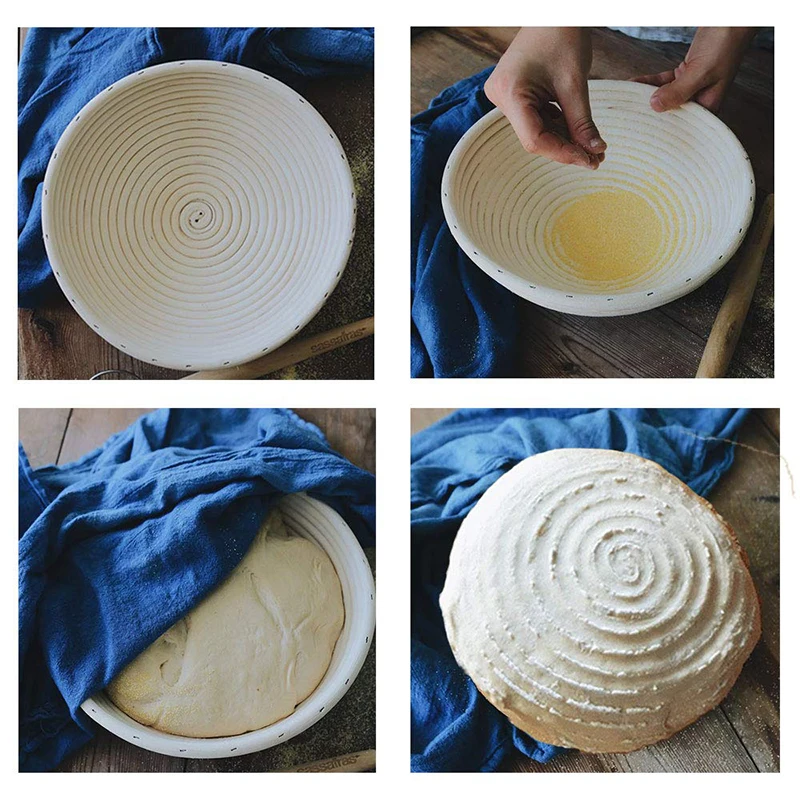 9 дюймов круглый брожения ротанга корзина страна Хлеб Багет Тесто Banneton Brotform доказательство корзины 7 пакет набор