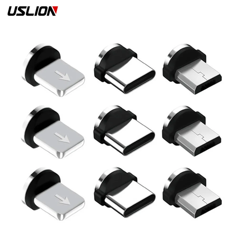 USLION 5 Pcs 360 Rotation Magnetic Tips For Mobile Phone Replacement Parts Easy Operate Durable Converter Charging Cable Adapter