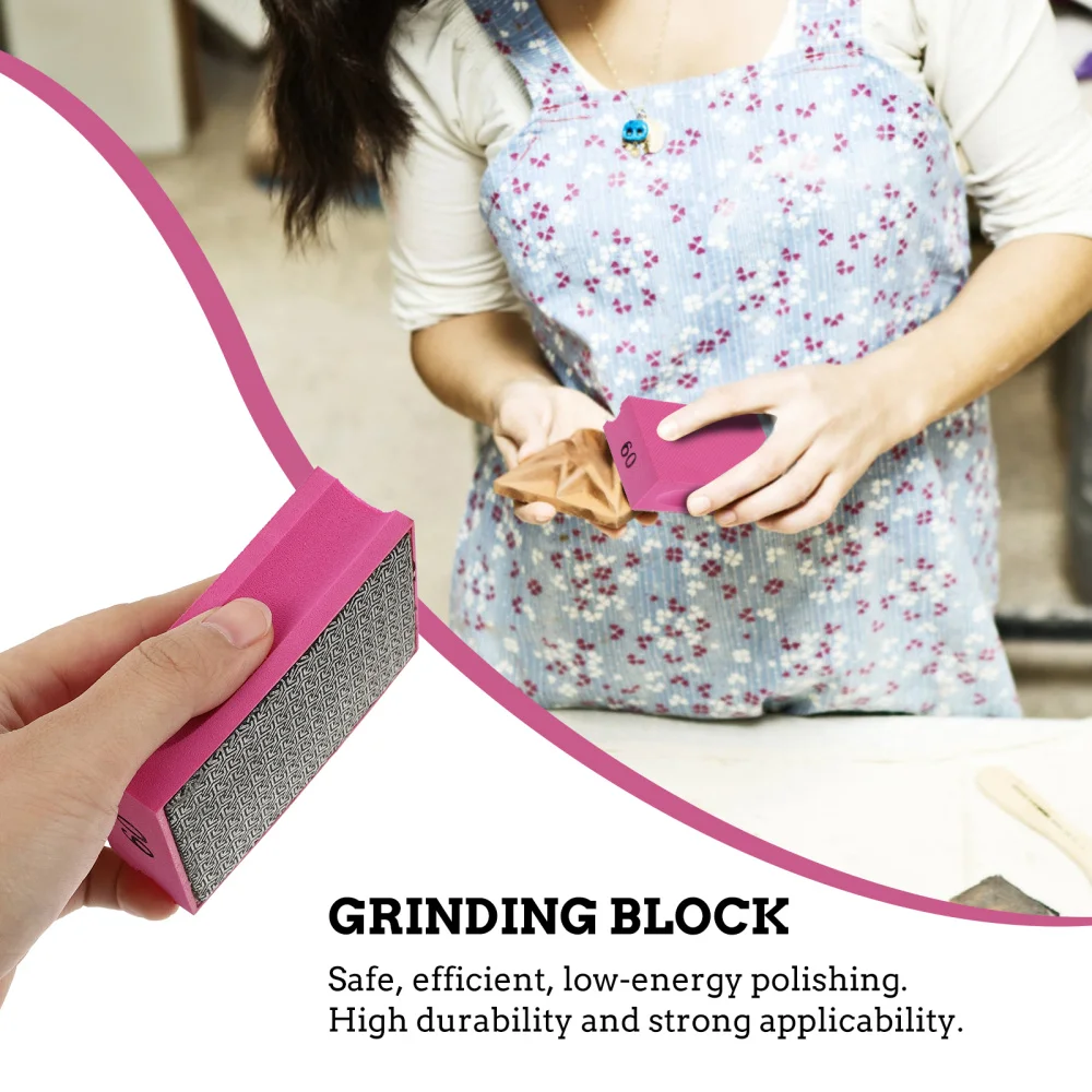 

1pc Diamond Hand Polishing Pad Grinding Block Practical Polishing Block (Rosy)