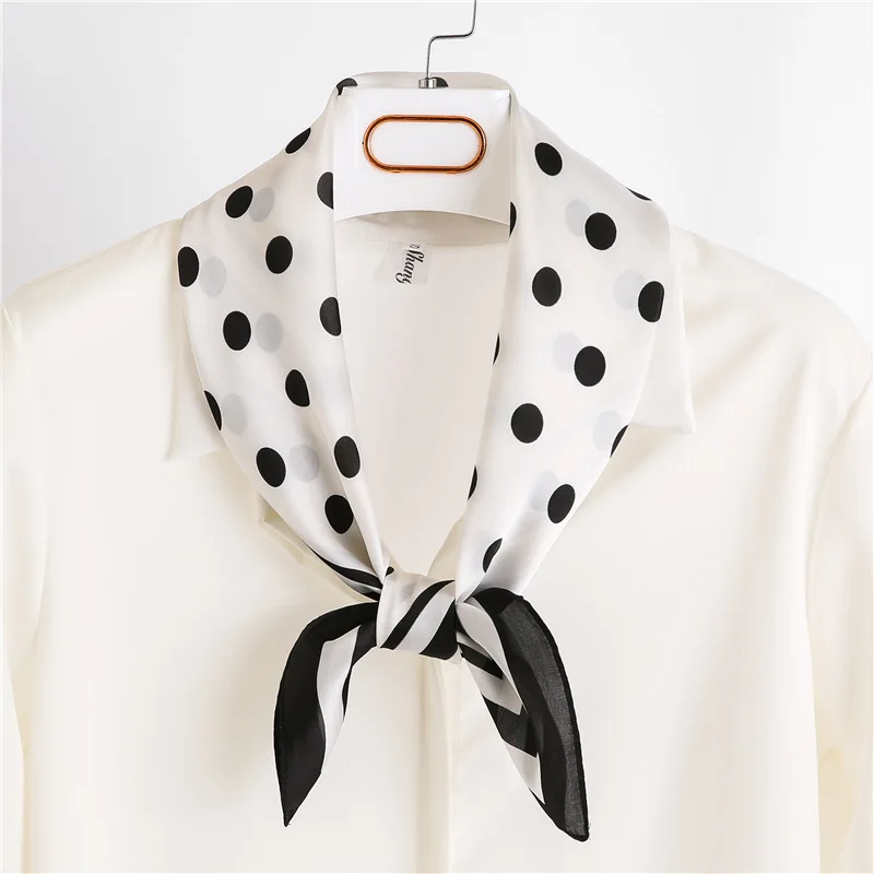 

Fashion 2020 Luxury Brand Silk Scarf Square Women Shawls And Wraps Print Small Dot Hijab Scarves Neck Hijabs Foulard Bandana