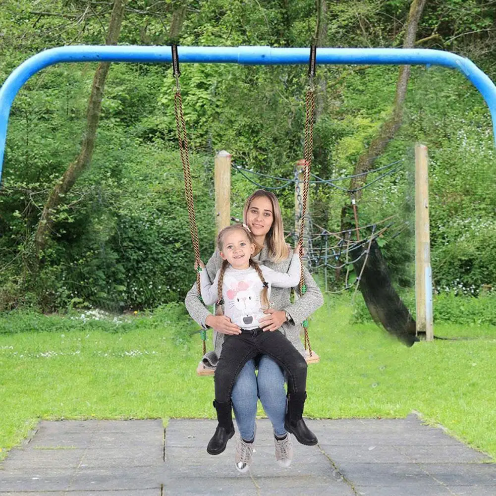 

Classic Wooden Swing Seat With Strong Swing Rope Height-adjustable Swing Yard Park Hanging Accessories Outdoor Swing For In D7A5