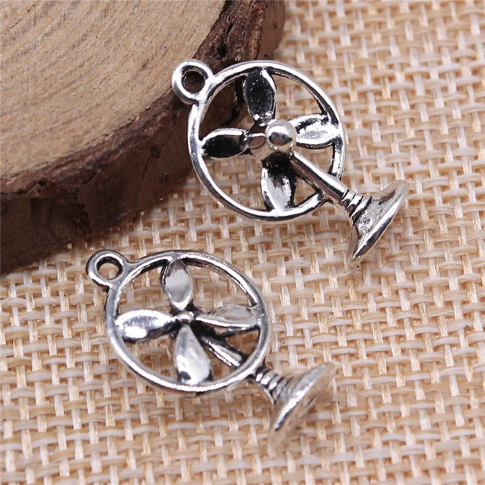 

free shipping 59pcs 21x13mm antique silver Electric fan charms diy retro jewelry fit Earring keychain hair card pendant