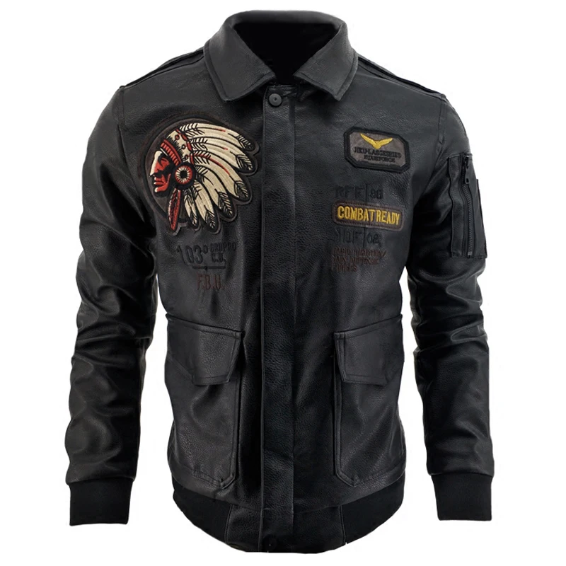 Мотоцикл мужские кожаные куртки и пальто американских европейских Стиль вышитые