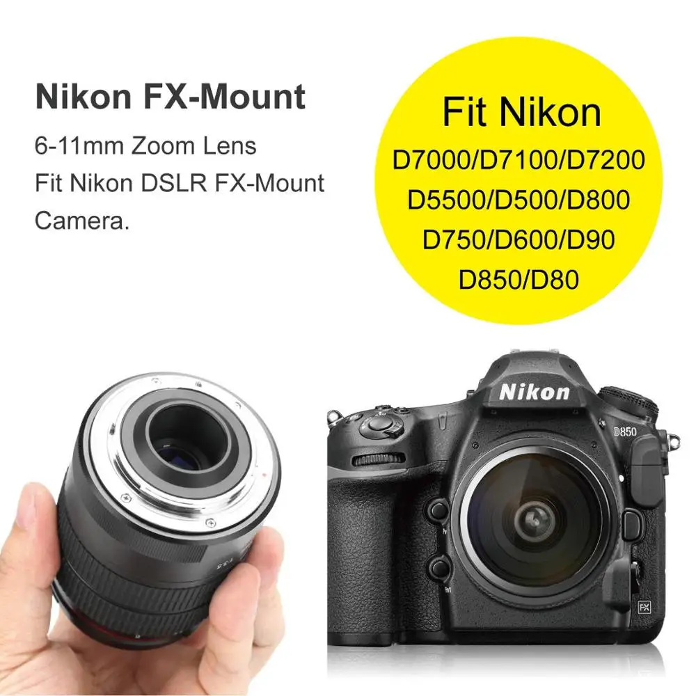 Meike 6-11 мм ультра широкий F3.5 зум объектив Fisheyes для всех камер Nikon F Mount DSLR D3400 D5500 D5600