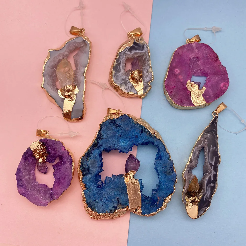 

Natural Stone Crystal Pendant Irregular Colorful Charms for Women DIY Jewelry Handmade Making Necklace Accessories Wholesale