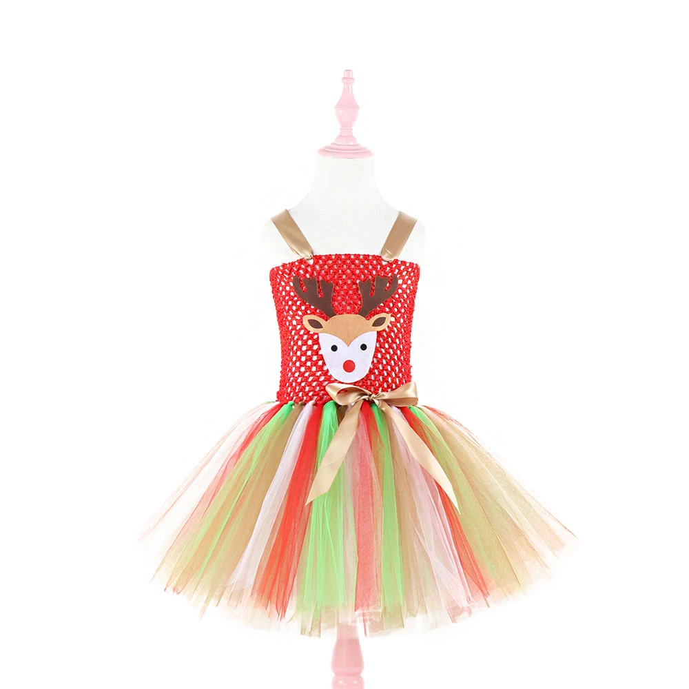 Moeble Christmas Deer Tutu Dress Baby Girls Birthday Party Dresses Purim Halloween Winter Cosplay Costume Clothes For Kids 1933