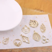 diy accessories simple round leaves hollow pendant irregular alloy earrings pendant hand material pendant