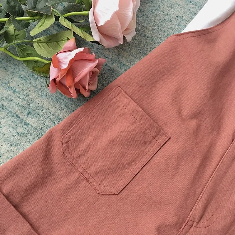 

Rompers Women Solid High Waist Roll-up Hem Loose Plus Size 2XL Students Casual All-match Suspender Korean Chic Daily Womens Soft