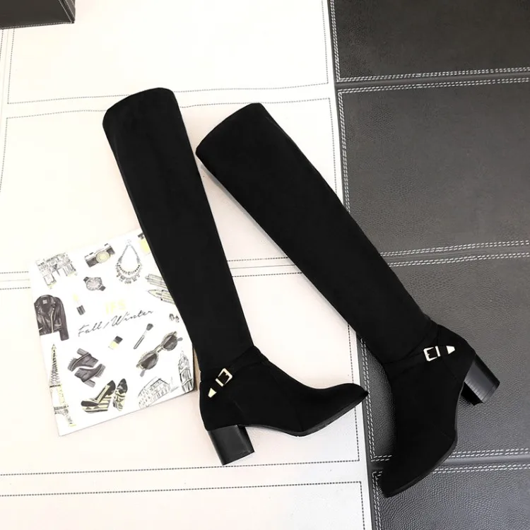 Большой размер (9 10) 11 12 облегающие сапоги выше колена высокие женские ботфорты