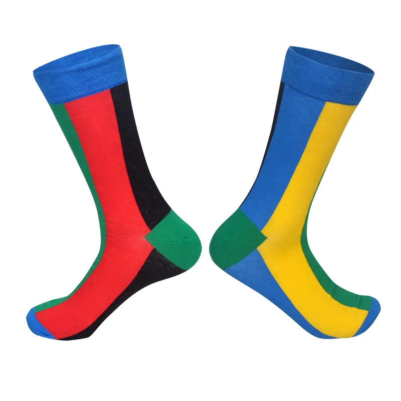 Color stripe Новые Индивидуальные креативные трендовые цветные хлопковые носки для мужчин, художественные носки в британском стиле с изображением животных, гипербола, дизайнерские счастливые носки, длинные носки - Цвет: Color stripe