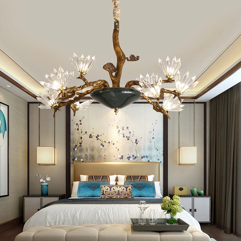 

New Copper Crystal Chandelier Modern Chandeliers Lamps Ceiling led Lighting Nordic Dinning Room G9 luxury Lustre crystal light