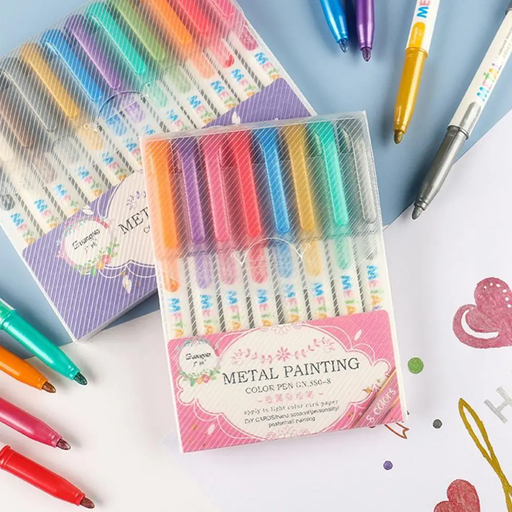 8/12 цветные металлические маркеры нетоксичные перманентные для автомобильных