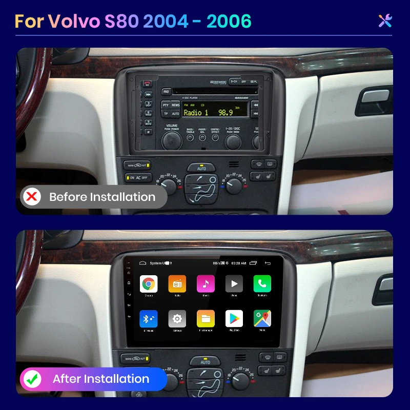 Автомагнитола AWESAFE PX9 для Volvo S80 1998-2006 мультимедийный видеоплеер навигация GPS 2 din