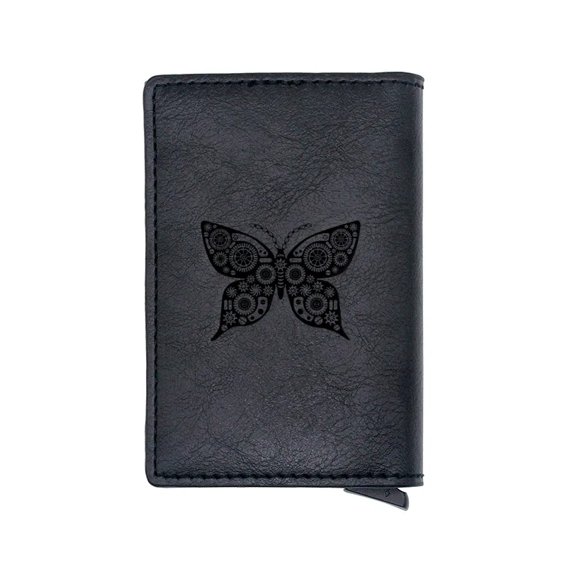 

Fashion Classic Pretty Butterfly Punk Leather Card Holder Purse Charm Women RFID Aluminium Mini Wallet Money Bag