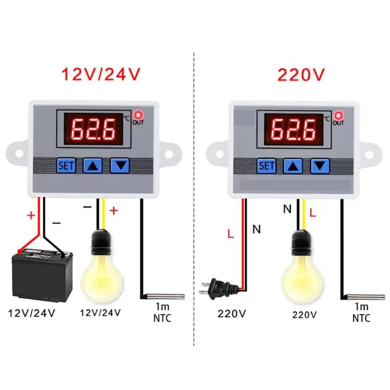 

2021 New 12V 24V 220V W3002 Digital Temperature Controller 10A LED Thermostat Regulator