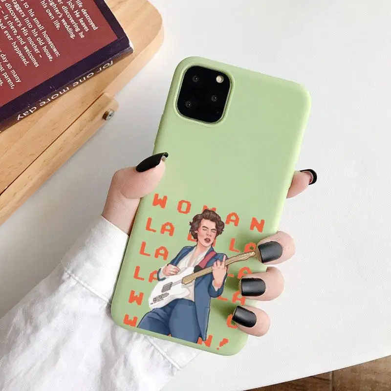 

Harry Styles One Direction Phone Case Green Candy Color for iPhone 6 7 8 11 12 s mini pro X XS XR MAX Plus