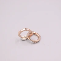 real pure 18k rose gold earrings glossy geometry circle hoop earrings men woman gift 1 1 1g