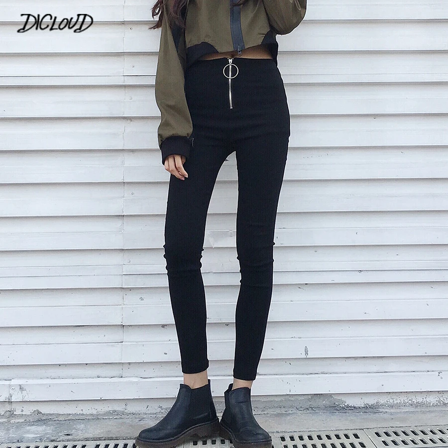 Корейские винтажные облегающие брюки с высокой талией женские модные Стрейчевые