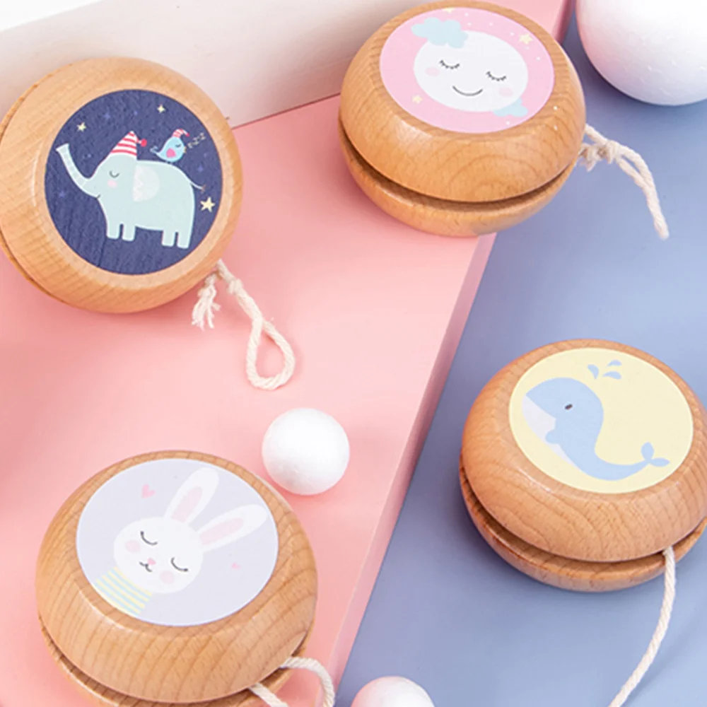 

4Pcs Wooden Yo-yo Toys Kid Educational Playthings Creative Wood Kid Yo-yo Toys