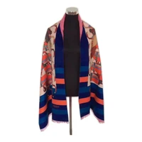 stripe plaid shawls stoles fashion loop yarn long tassel mujer scarf wraps woven winter cape printing