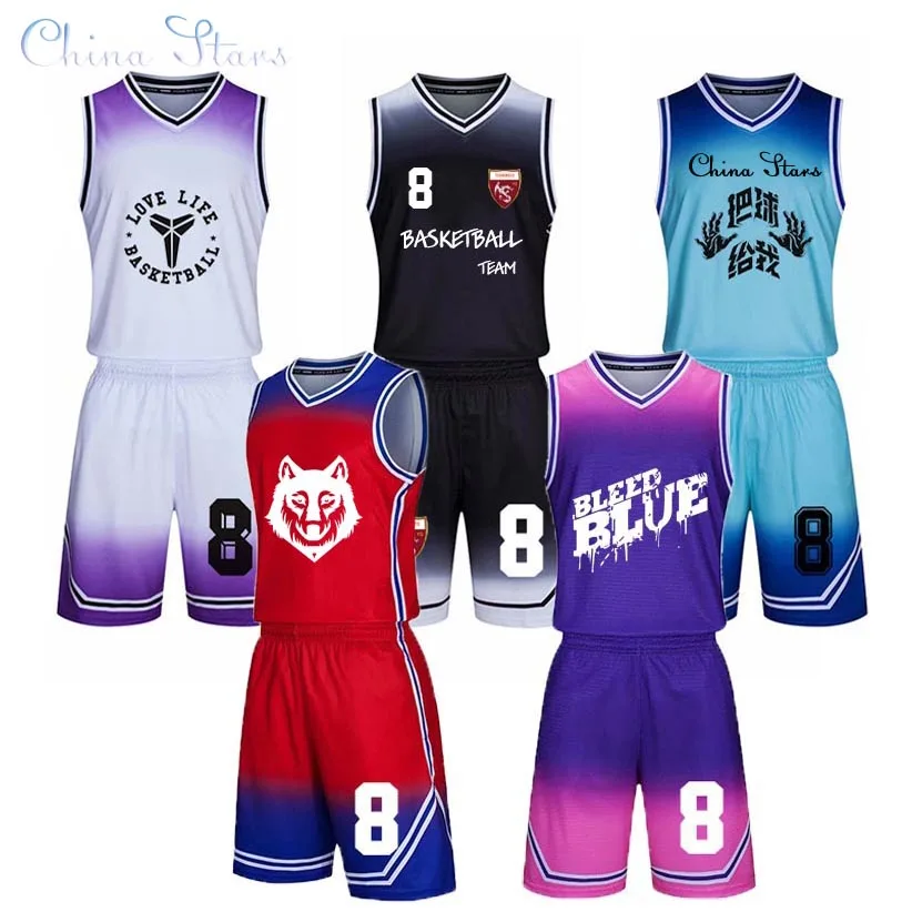 Мужская и детская баскетбольная майка с градиентом + шорты молодежная