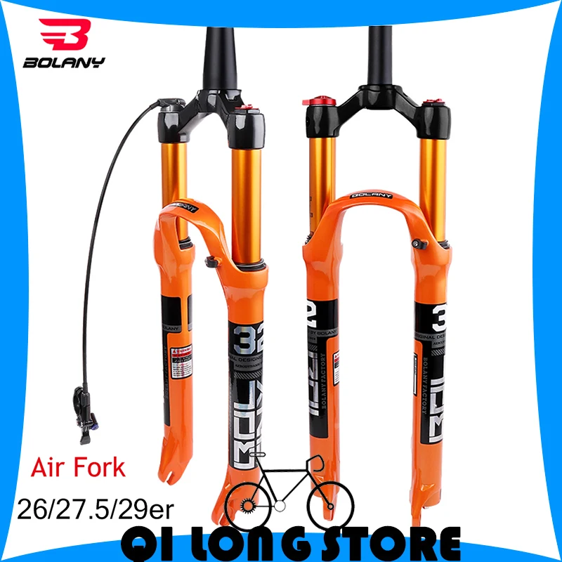 

Bolany MTB Bicycle Fork Magnesium Alloy Air Suspension 26 27.5 29 Inch 32 HL RL100mm Bike Fork Lockout For Bicycle Accessories