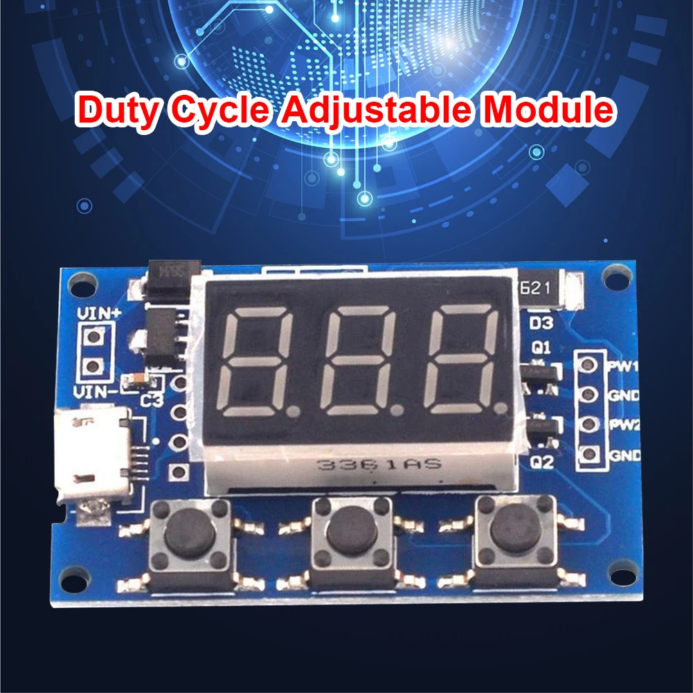 2 Channel PWM Signal Generator Board Module Pulse Frequency Duty Cycle Adjustable DC 5-30V Micro USB 5V Power | Электроника