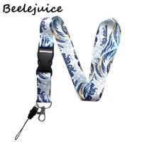 Kanagawa Hokusai Waves Lanyard Badge Mobile Phone Rope Key Lanyard Neck Straps Accessories webbings ribbons