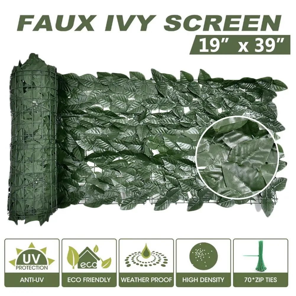 

50x100cm Artificial Privacy Fence Screen Faux Ivy Leaf Screening Hedge for Outdoor Indoor Decor Garden Backyard Patio Decoration