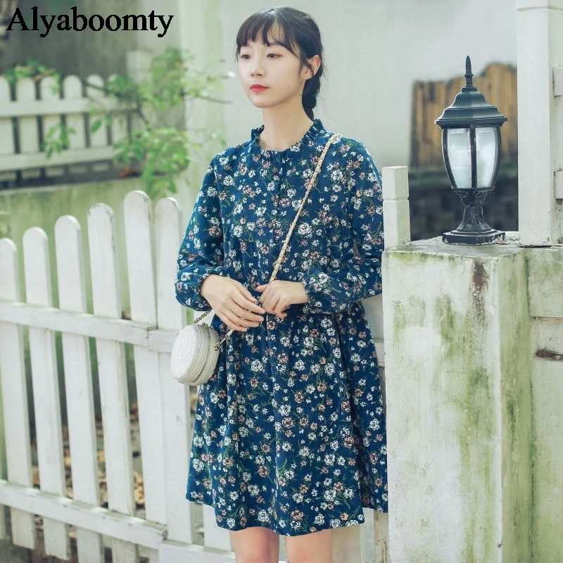 Женское мини-платье с оборками на воротнике и цветочным принтом | Женская одежда