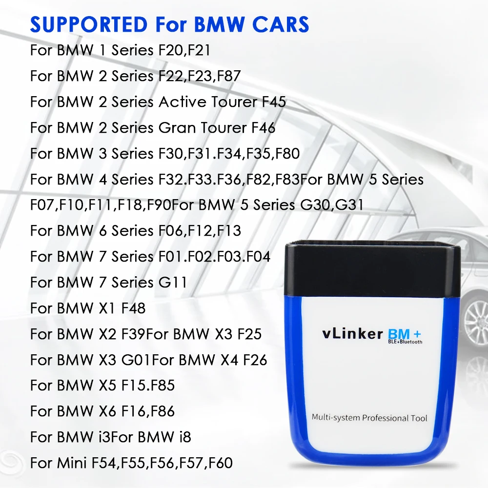 Автомобильный диагностический сканер Vgate vLinker BM + ELM327 V2.2 Bluetooth 4 0 Wi-Fi OBD 2 |