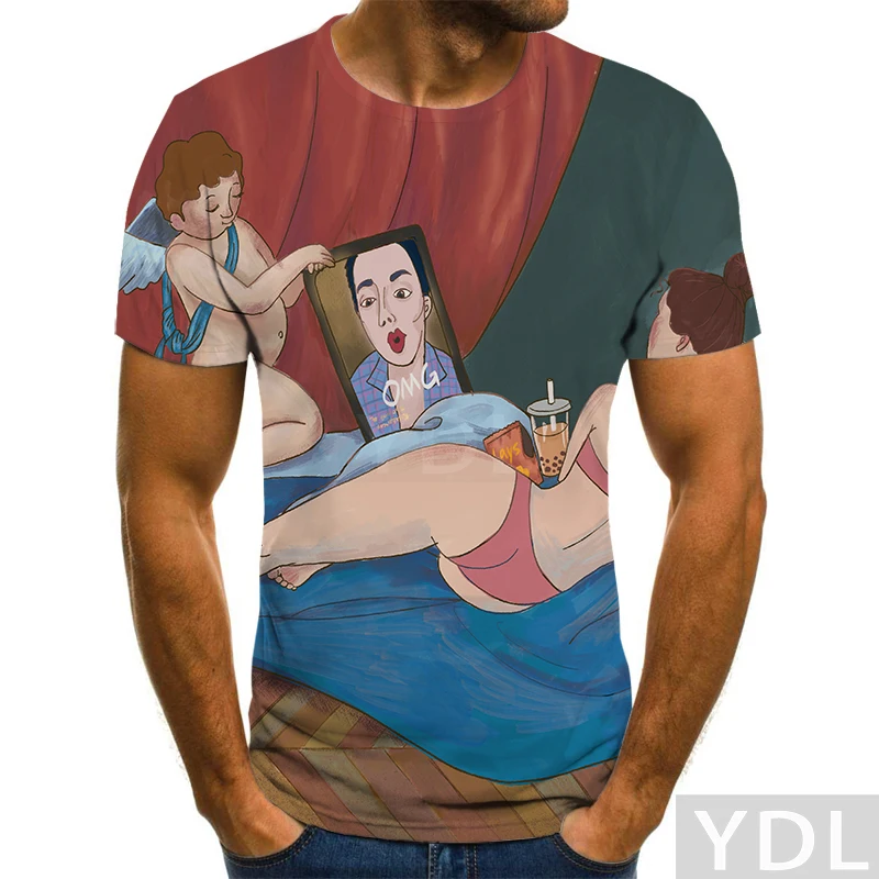 

2021 new original illustration personality t-shirt 3d super size harajuku ins japanese wind anime series cute street