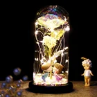 24k Золотая фольга бумага вечная роза в стеклянном куполе Красавица и Чудовище искусственный цветок Рождество День святого Валентина свадебные подарки