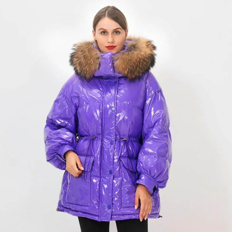 Женский пуховик с капюшоном длинная Водонепроницаемая парка на белом утином