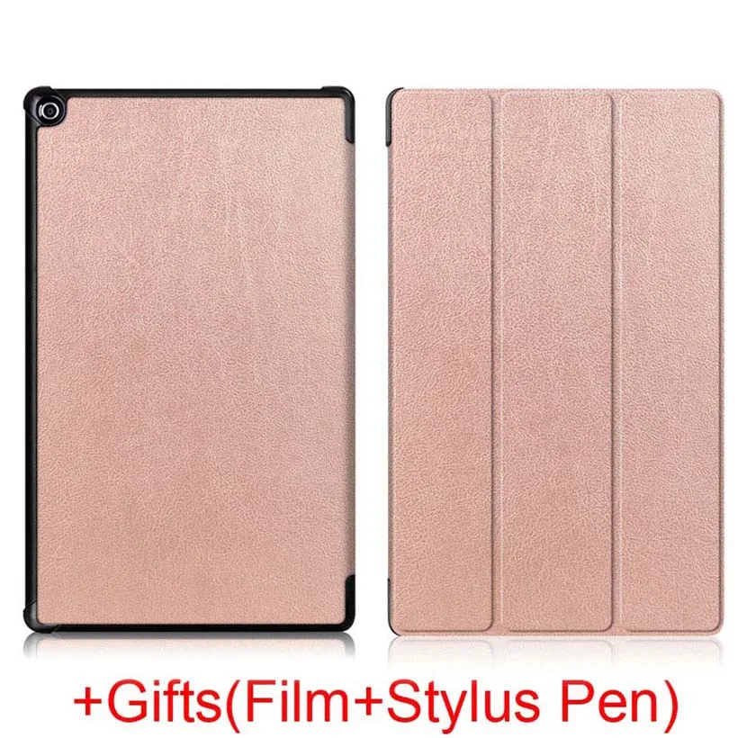 Rose Gold Магнитный чехол с функцией автоматического сна/пробуждения для Amazon Kindle Fire HD 10 10," планшет из искусственной кожи защитный чехол-подставка+ пленка+ ручка - Цвет: Rose Gold
