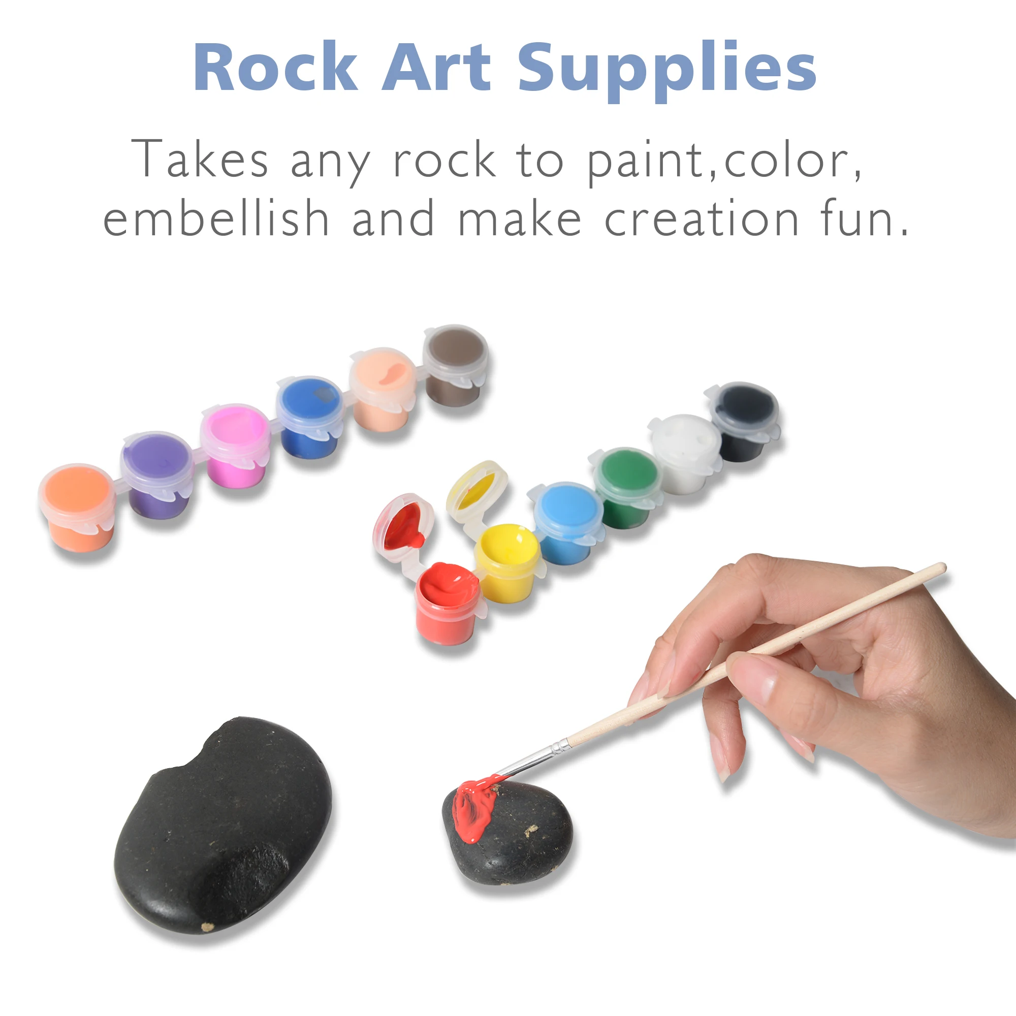 KIDDYCOLOR Rock Art Kit for Painting and Coloring DIY Set Creative Colorful Magic Stone Gift Supplies | Канцтовары для офиса и