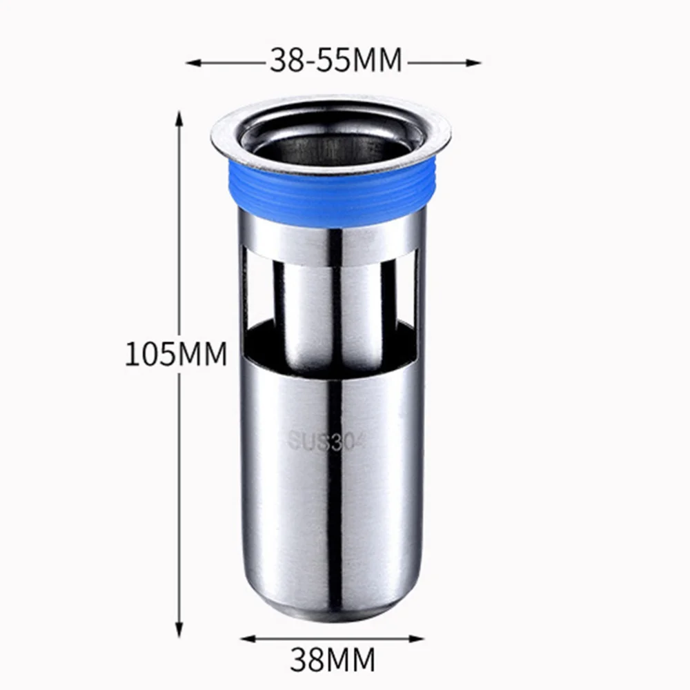 

3.2x5.3cm U Shaped Stainless Steel Floor Drain Deodorant Floor Drain for Bathroom Toilet Lavatory with Sealed Ring Strainer Mesh
