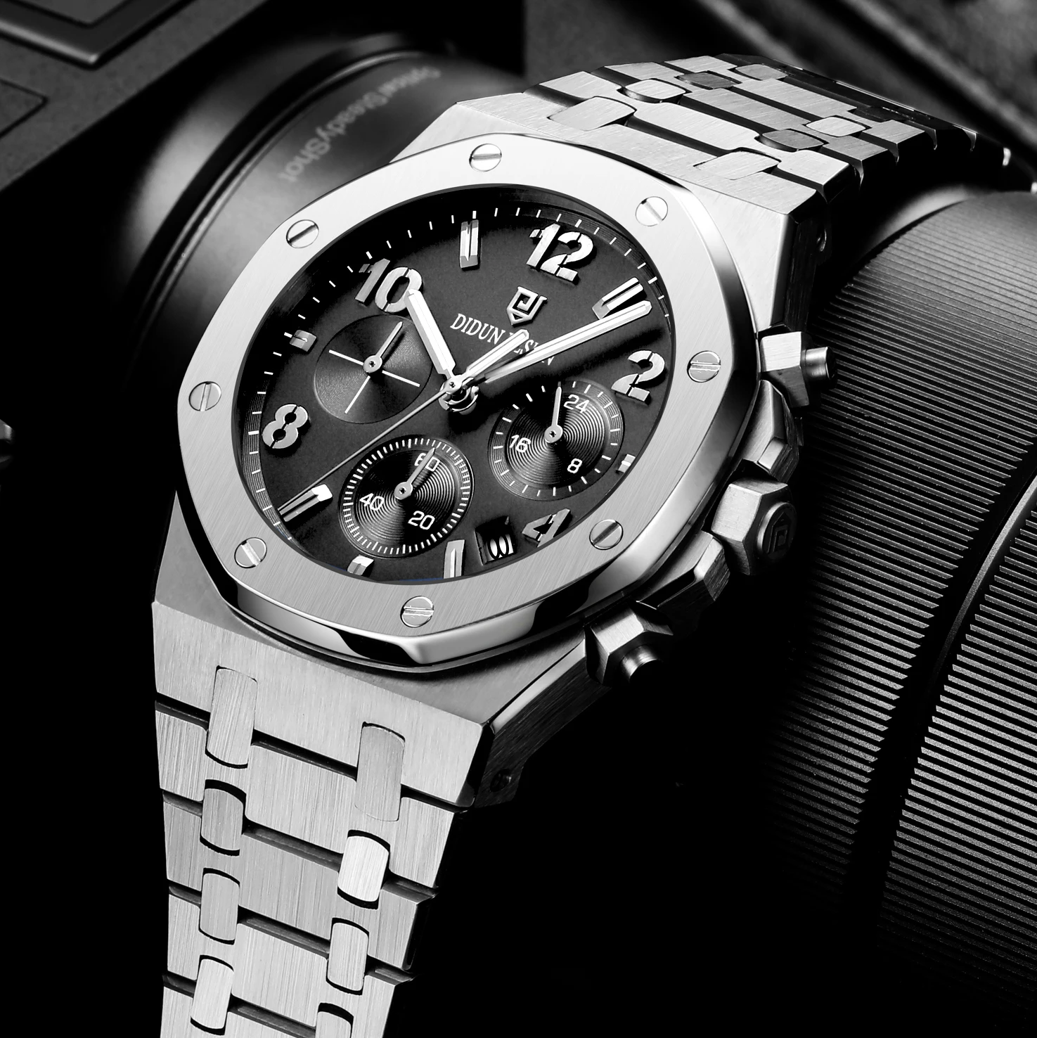 DIDUN часы с хронографом SEIKO VK63 двигаться Для мужчин t Элитный Нержавеющая сталь