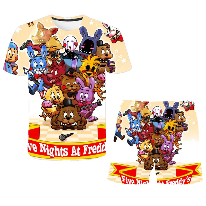 FNAF/костюмы с 3d принтом комплекты для маленьких девочек топ + шорты из 2 предметов