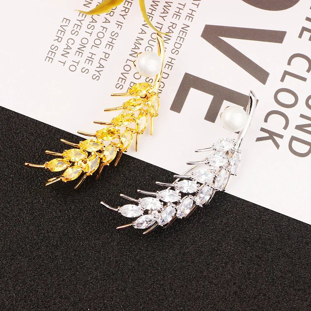 Женская Брошь в виде пшеницы с фианитом | Украшения и аксессуары