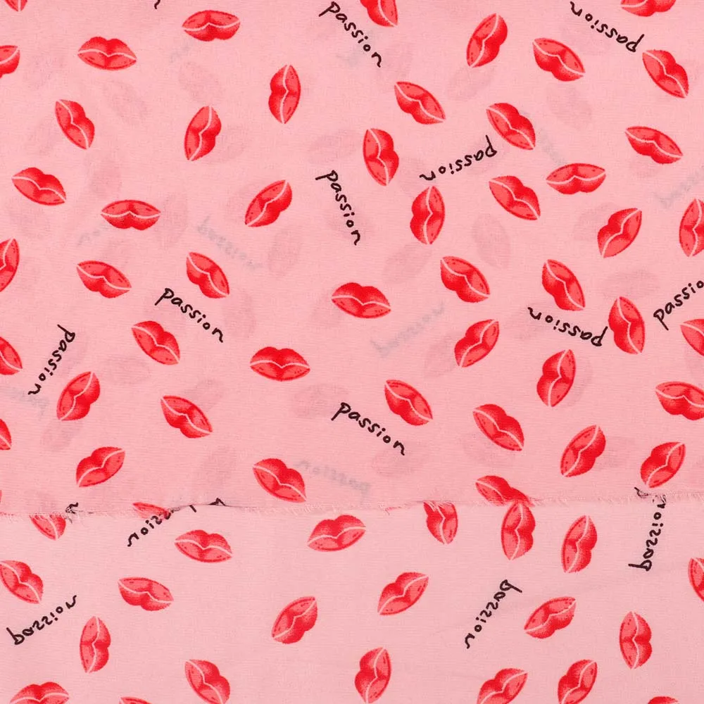 JOJO BOWS 45*145cm Chiffon Cloth Fabric For Clothing Lip Print Sheet Needlework Home Textile Party Decoration DIY Apparel |