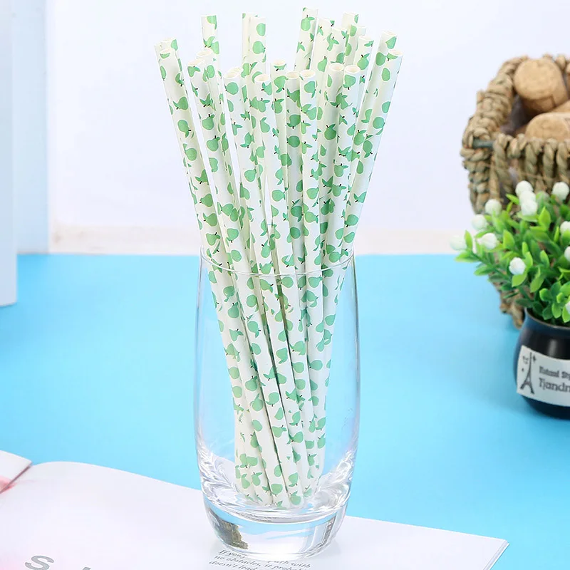 25/50 шт. бумажная соломинка для питья вечерние украшения с принтом ананаса