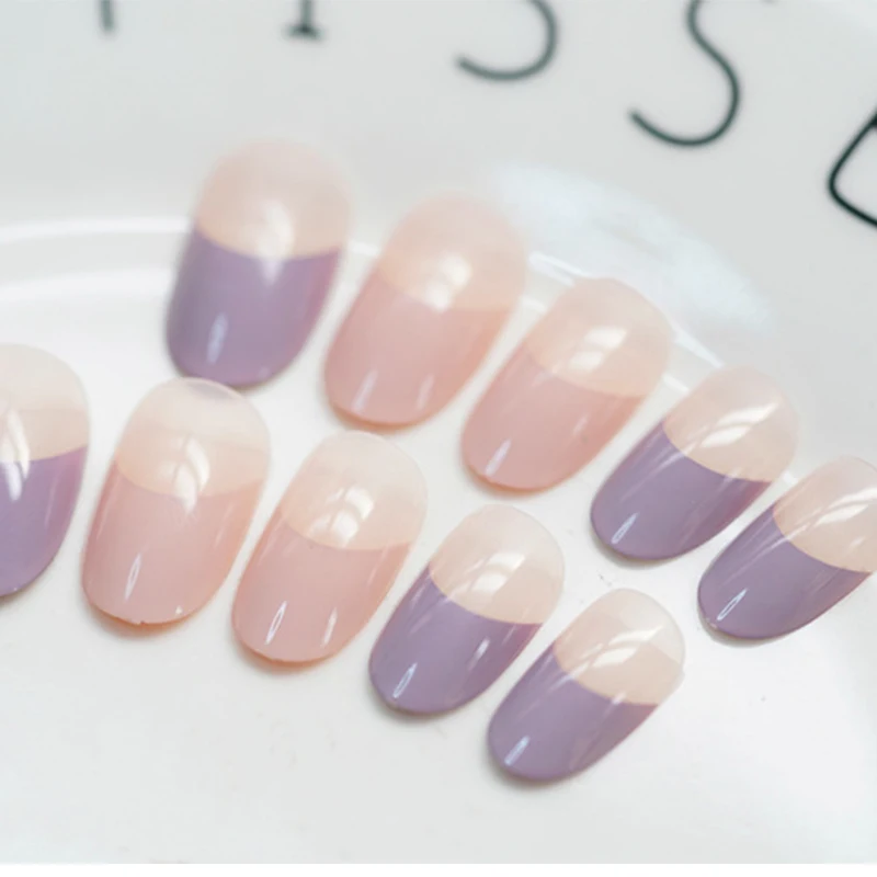 24 шт./компл. французские накладные ногти предварительной дизайн круглые