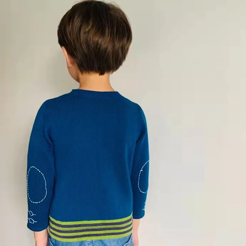 

(101142) In Stock 2021 FM Spring Girl Boys Sweaters Kids Fake Collar All-match Boy Knitting Cashmere Sweater Children's Clothing