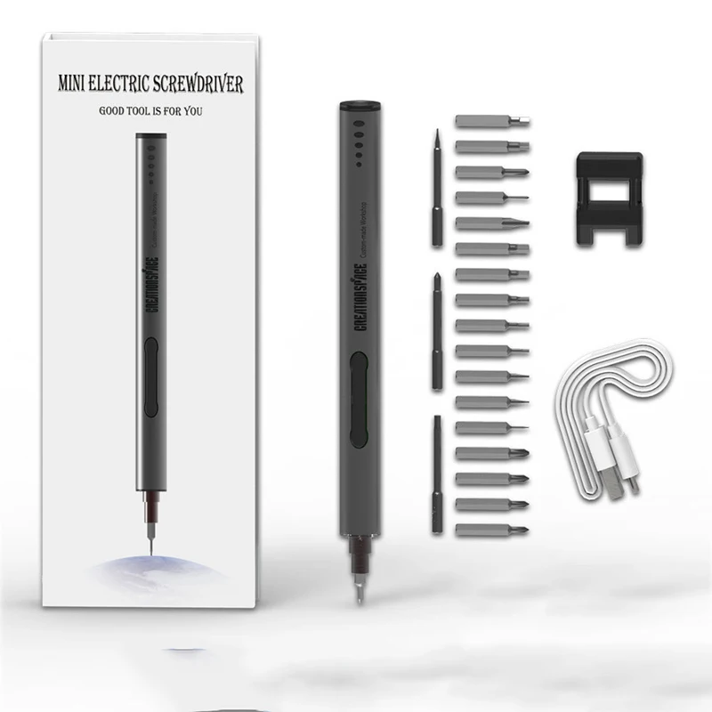 

3.6V Mini Electrical Screwdriver Set Smart Cordless Electric Screwdrivers USB Rechargeable Handle with 20 Bit Set Drill