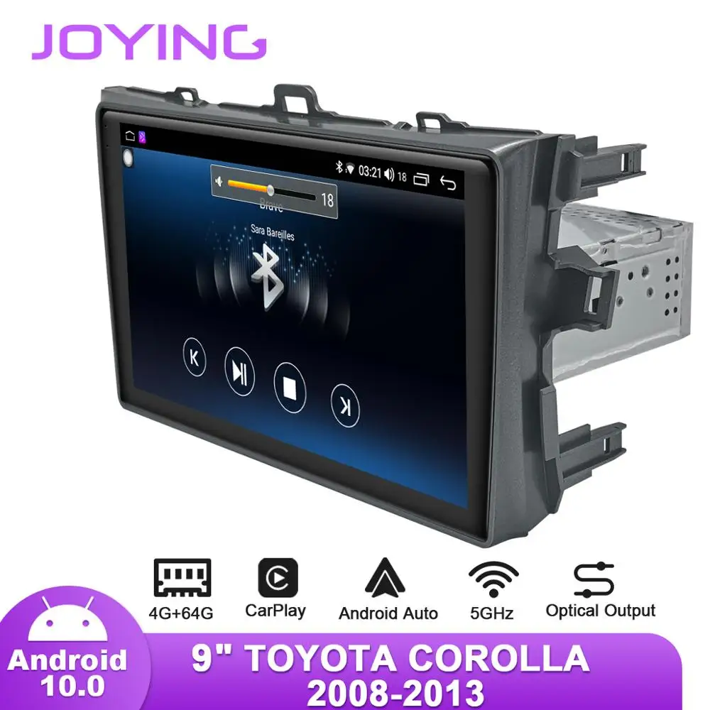 Автомобильное радио Joying Android10 для Toyota Corolla 2008 2013 GPS Carplay сабвуфер 5GWIFI SPDIF DSP