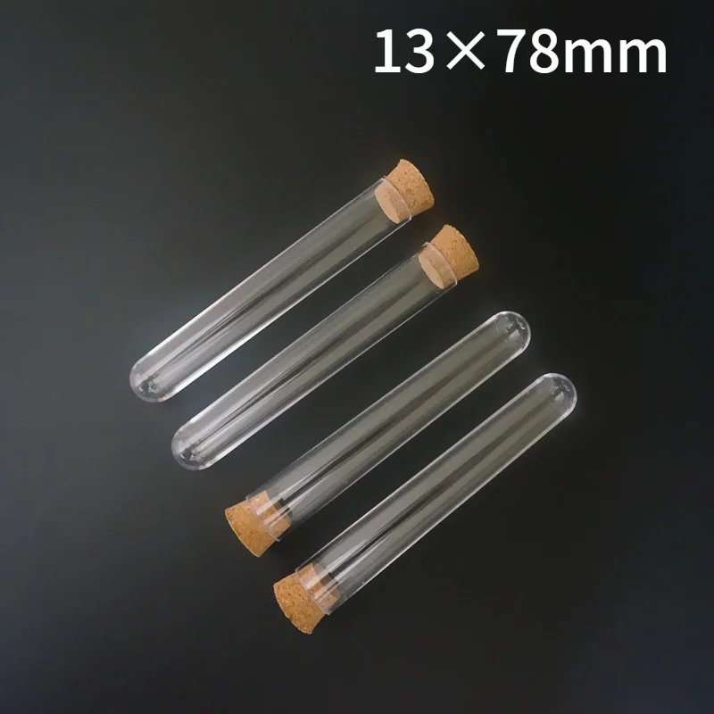 

20 шт./лот 13x78 мм лабораторные прозрачные пластиковые пробирки с пробкой, круглые трубки для свадебных подарков, праздвечерние чных конфет