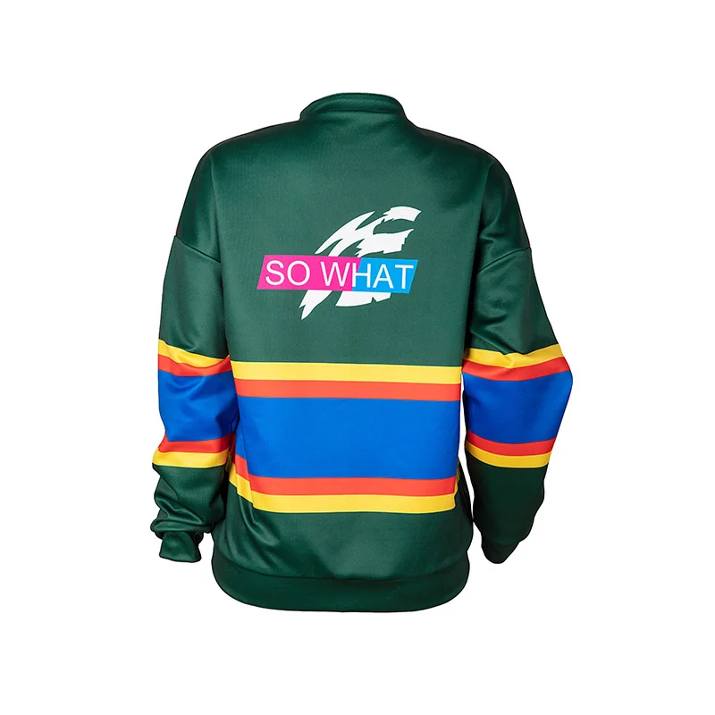 

2020 autumn and winter new women's fashion casual color striped print coat jacket Korean street college style jacket female tops